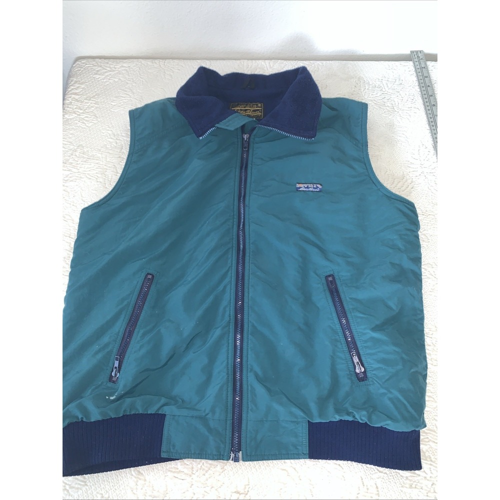 Eddie Bauer‎ Vest Fleece Lined Men's Size XL Tall Green Nylon Shell 6928